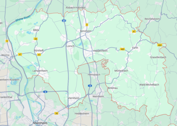 Kreis Bergstraße-Landkarte
